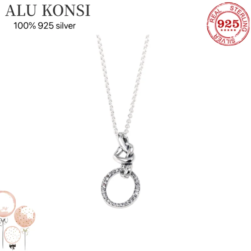 

Hot Sale high quality 100% 925 Sterling Silver Fit Original pan necklace For Women temperament luxury DIY Jewelry wedding gift