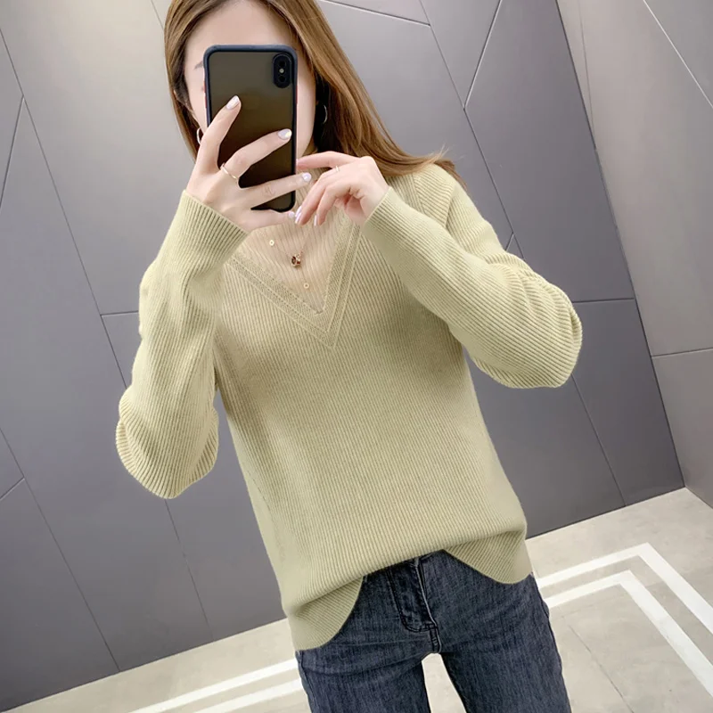 

Loose turtleneck female Fashion sweater Ladies' Solid Cashmere Sweater Knitting Black