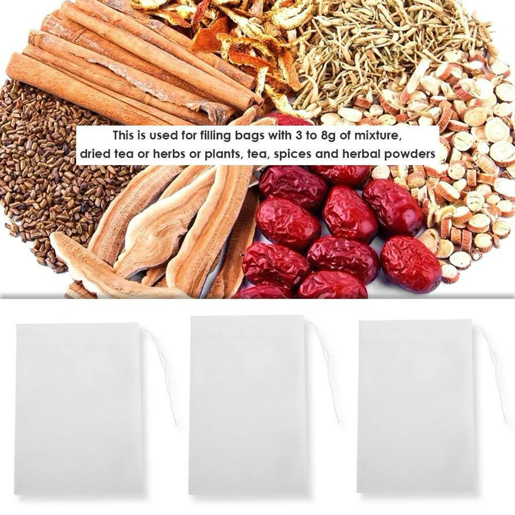 

Food Grade Non-woven Fabric Tea Bags 100pcs Tea Filter Bags for Spice Tea Infuser with String Heal Seal Spice Filters Teabags