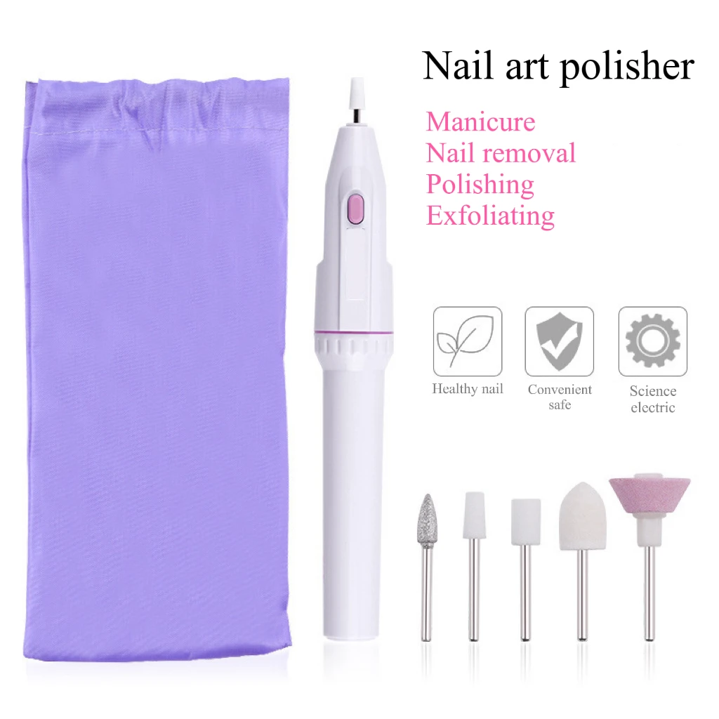 

DIZY New Carry on Mini Nail Polisher Manicure Polishing Pen Exfoliating Machine Free 5 Nail Polishing Heads