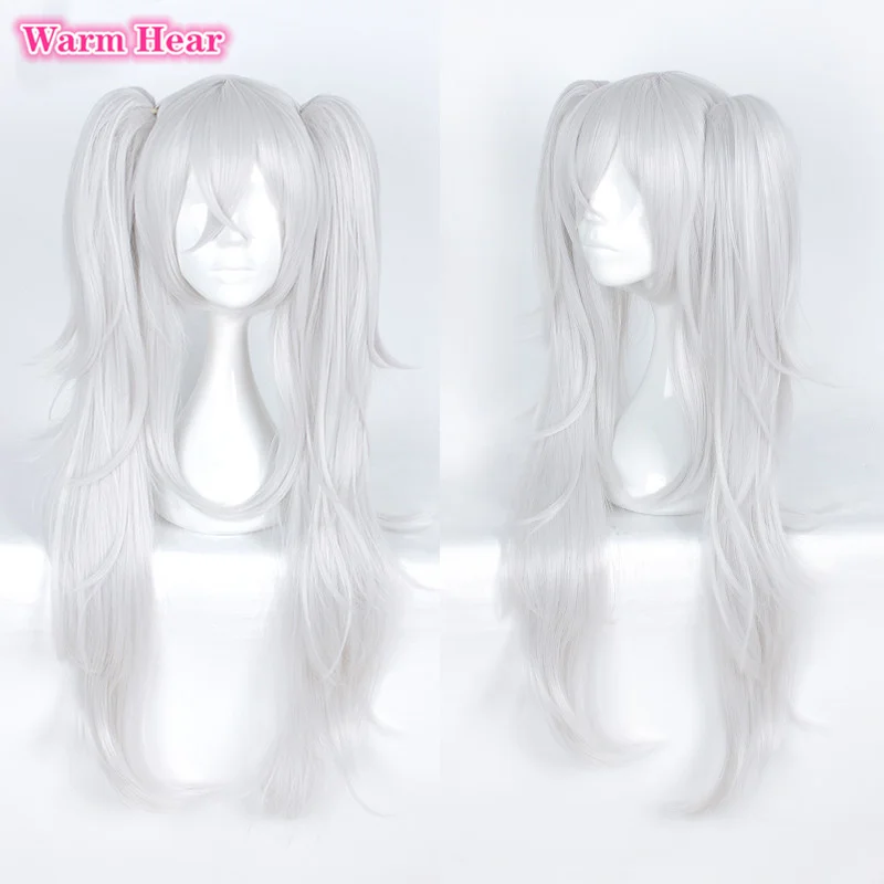 

Azur Lane Cosplay Wig 80cm Silver White Long Heat Resistant Synthetic Wig Azur Lane Vampire Wig Halloween Wigs + a wig cap
