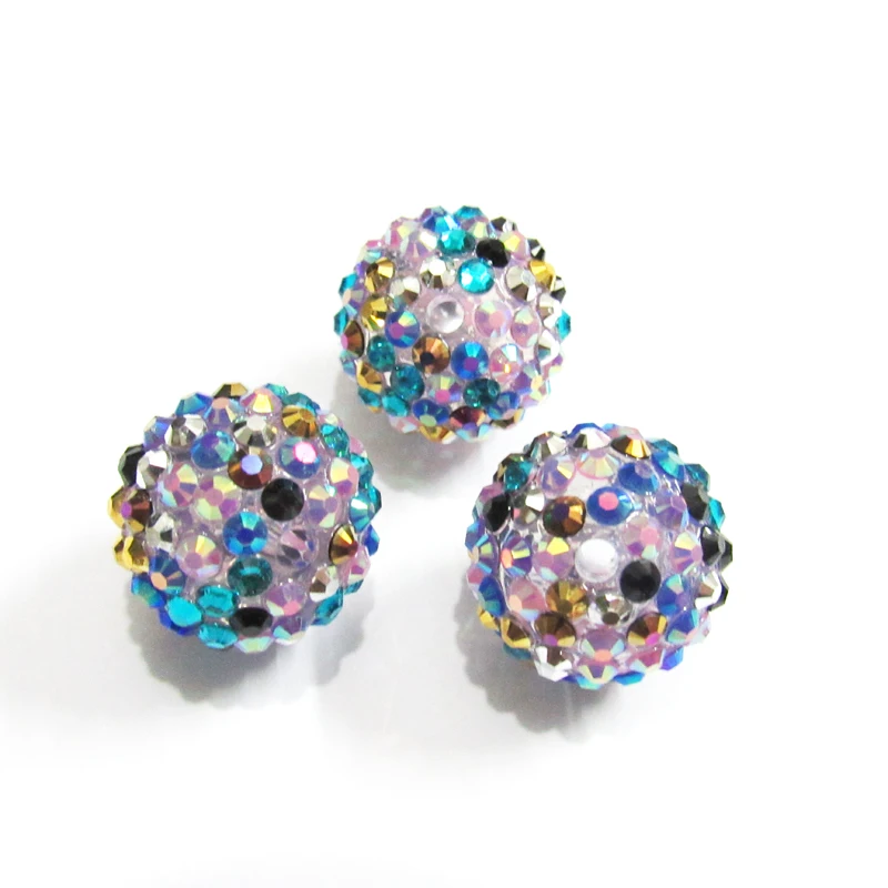 

Newest Wholesale 10mm/12mm/14mm/16mm/18mm/20mm/22mm/24mm Mixed Confetti Resin Rhinestone Beads For Chunky Kids Jewelry