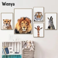 elephant leopard lion tiger giraffe zebra wall art canvas painting nordic posters and prints wall pictures for living room decor