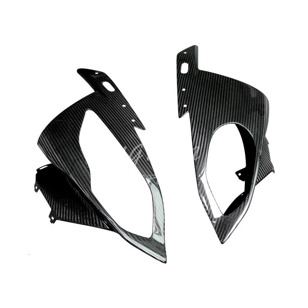 Реальные углеродного волокна фар Нос передней крышки обтекатели L & R сторона для