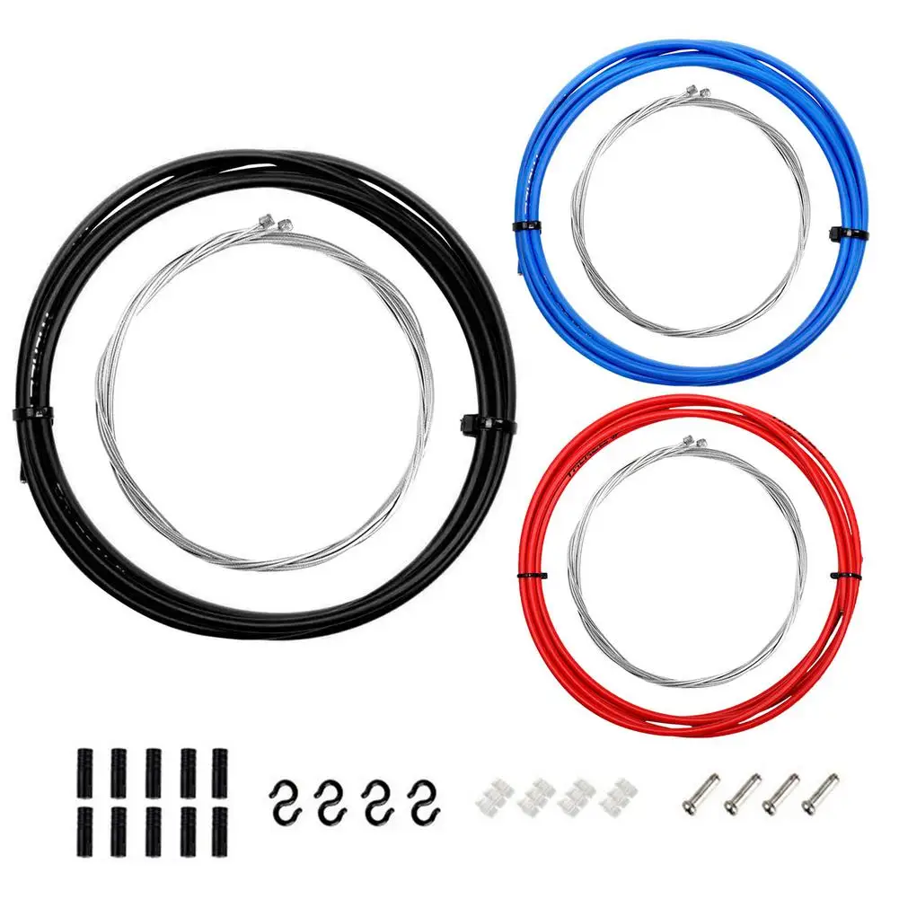 

6 IN 1 MTB Road Bike Bicycle Brake Cable Shift Line Set 4mm/5mm Transmission Tube Cables Wire With 2 Caps 2m Variable Speed Pipe