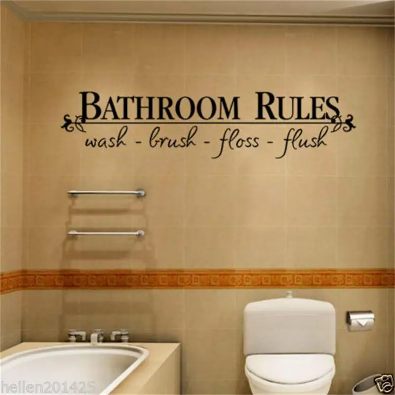 

Bathroom Rules Door Sign Vinyl Quotes Ettering Words Wall Sticker Bathroom Toilet washroom decoration home decor decal art