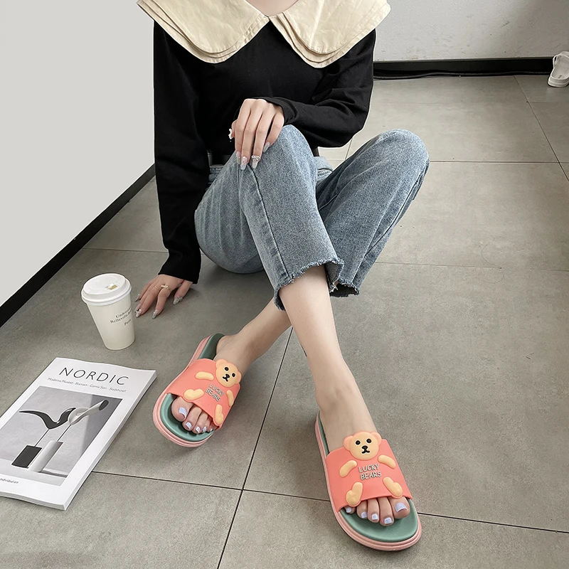 

Slippers Women's Summer,Spring,Pink,Orange,green,Slippers,outdoor,Flat Shoes,Beach,Bear,Massage,Female Rubber Soft Slippers