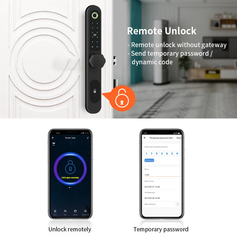 

Smart Rim Lock Keyless fechadura digital Fingerprint Password Door Lock with Card reader on 30mm Aluminum Door