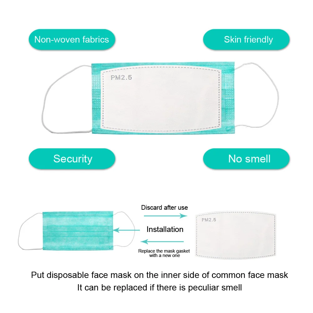 100 шт PM2.5 фильтр анти туман рот маска для лица грипп pm 25 Пылезащитная