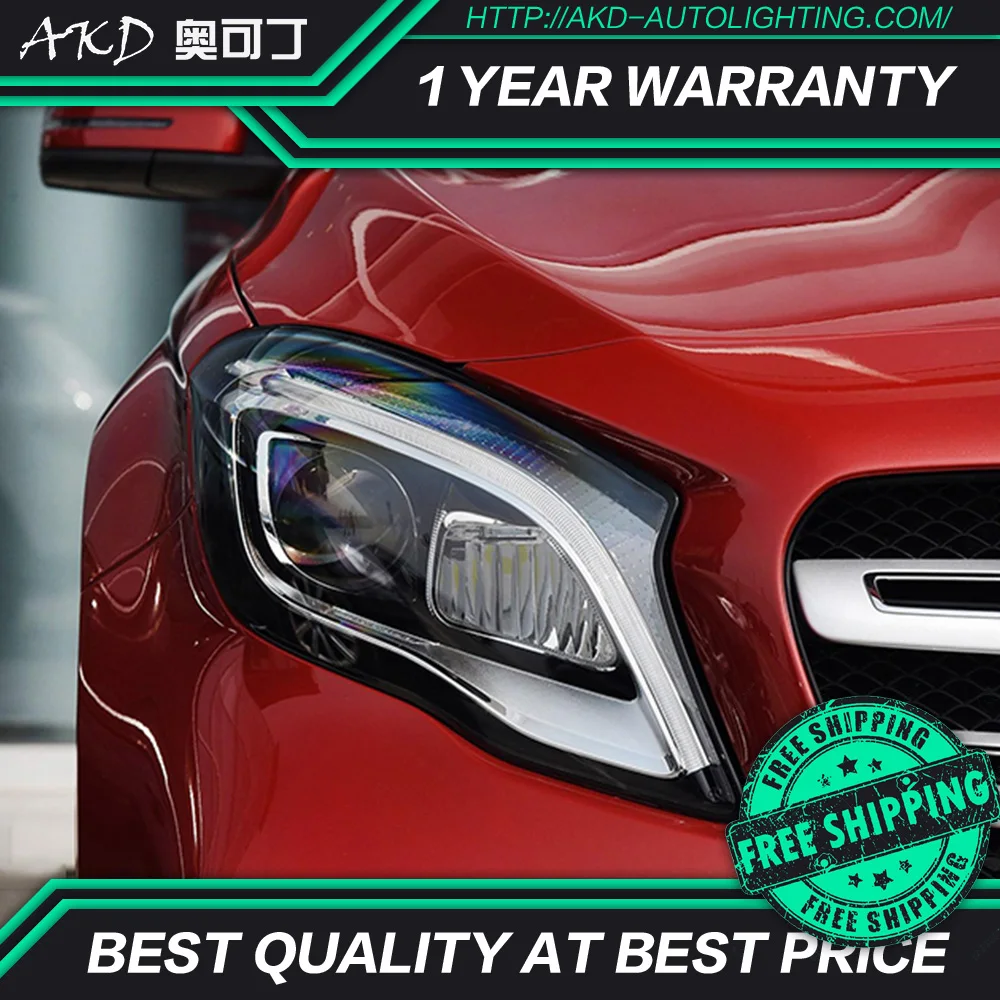 

AKD tuning cars Headlight For Mercedes-Benz GLA Class GLA200 2015 Headlights LED DRL Running lights Bi-Xenon Beam Fog lights