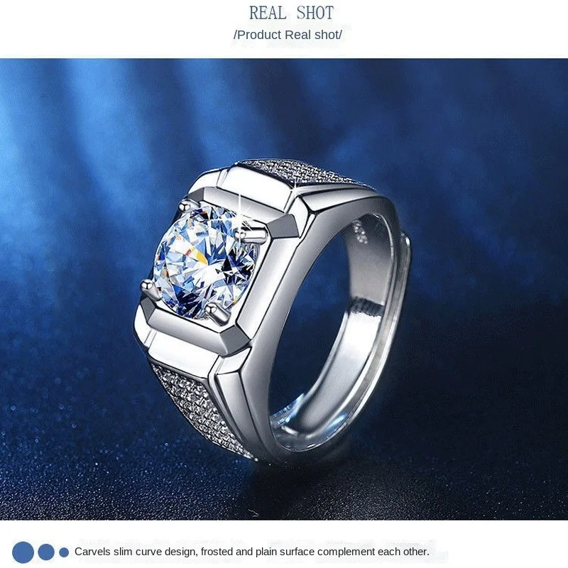 Мужское обручальное кольцо 1ct Платиновое властительное с имитацией муассанита