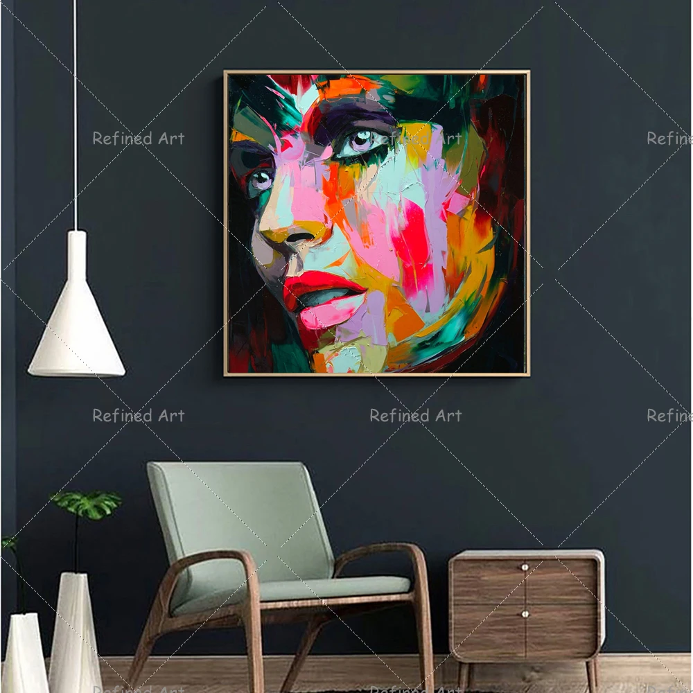 Картины маслом ручной работы холст украшение на стену фигурка портрет нож лицо