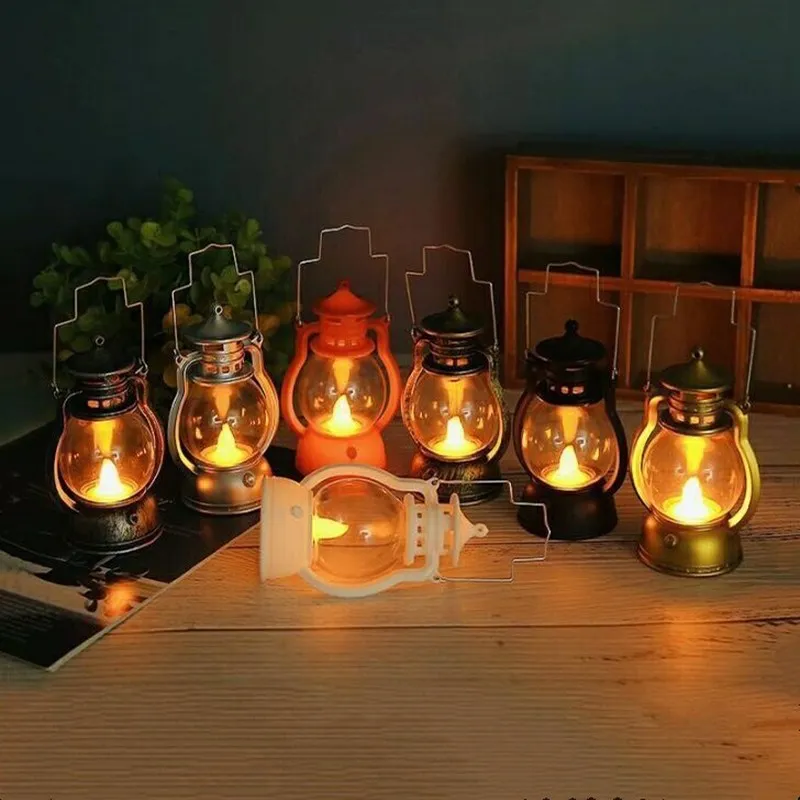 Retro Oil Lamp Energy-Saving Holiday Desktop Hanging Bar Night Light Halloween Decorative Led Small Home Party Lantern | Дом и сад