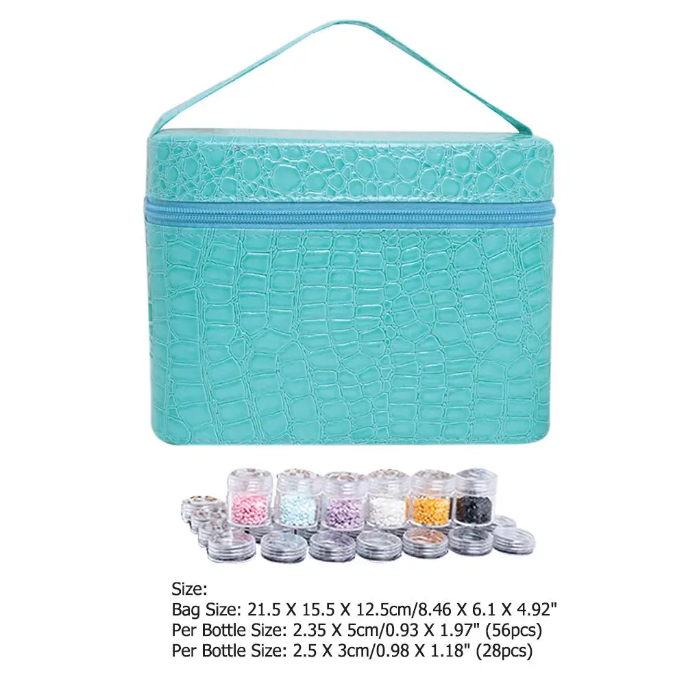 

84 Bottles Leather Portable Boxes Diamond Embroidery Plastic Handbag Storage Cross-Stitch Case Container Painting Accessories