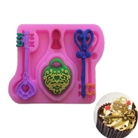 love lock key shape fondant cake silicone mold pastry chocolate mould diy cake decoration baking tools candy biscuits molds