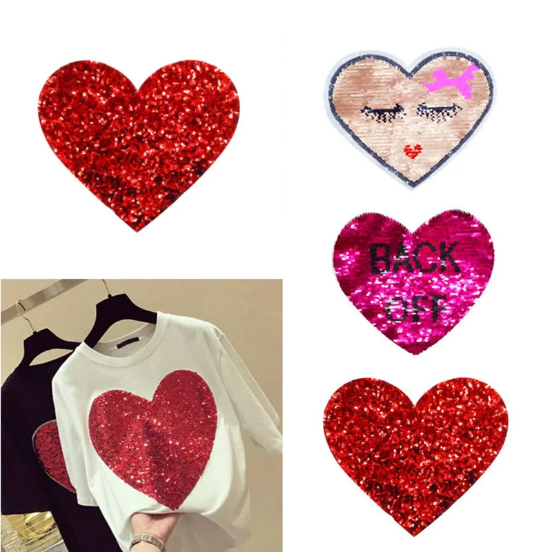 1 шт. красные двусторонние блестки в форме сердца нашивка для одежды рукоделие