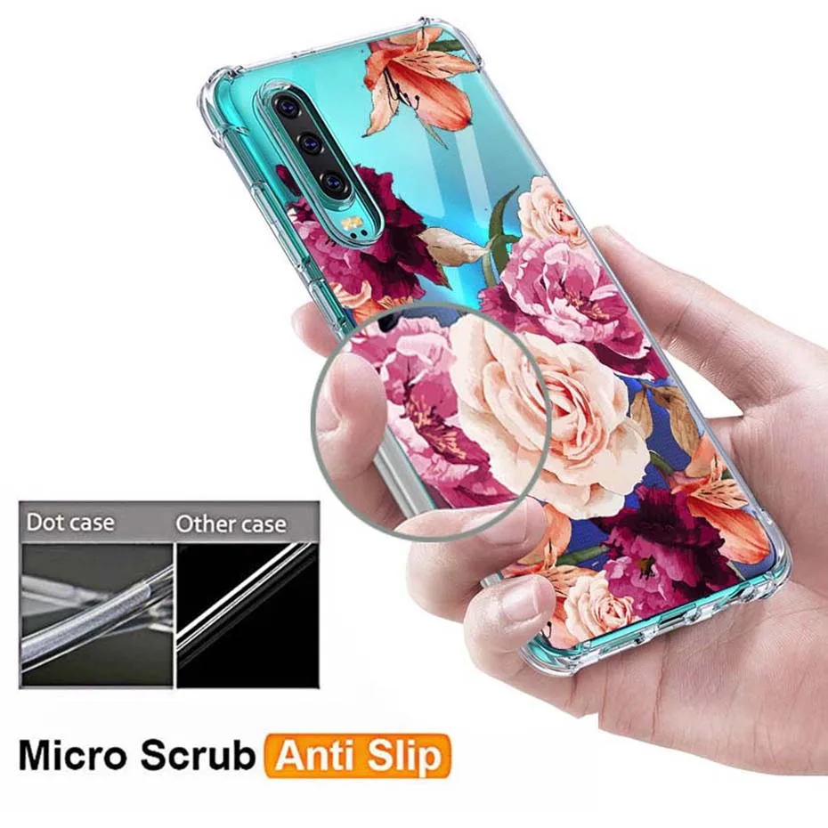 Противоударный Прозрачный цветочный чехол для Huawei Mate 20 P20 P30 Pro Lite Y6 Y7 Prime 2019 с