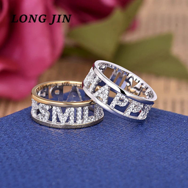 Модное кольцо с надписью Love золотого цвета для женщин кольца цирконом счастливые