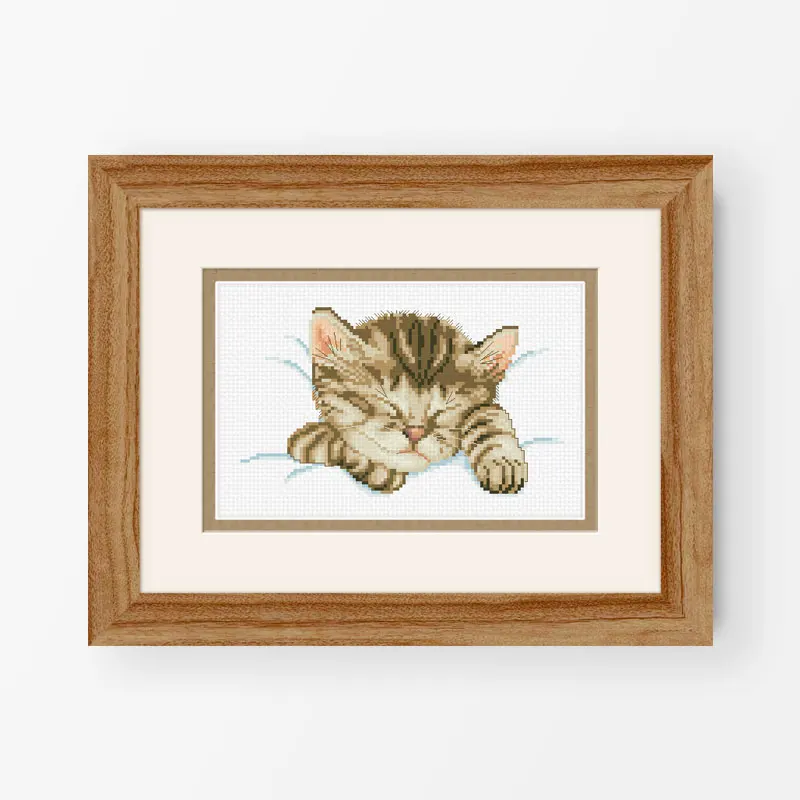 Набор для вышивки крестиком Fishxx с милыми животными T100 спящий Кот мультяшная