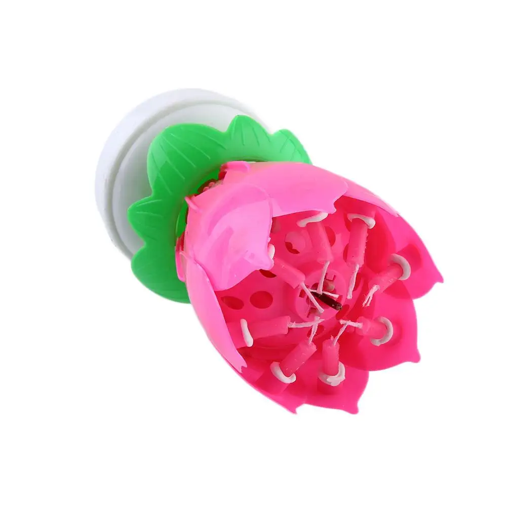 Музыкальный Лотос вращающаяся Свеча на торт ко дню рождения красный музыкальная