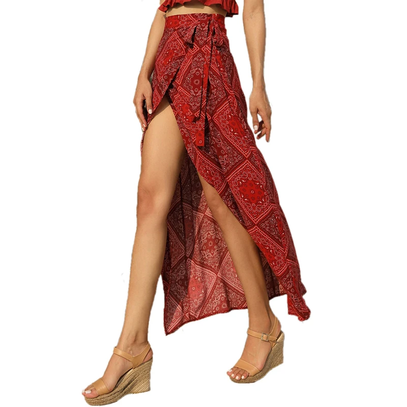 European and American Women's Explosions Of The Famous Family Style One-piece Square Printing High Waist Skirt | Женская одежда