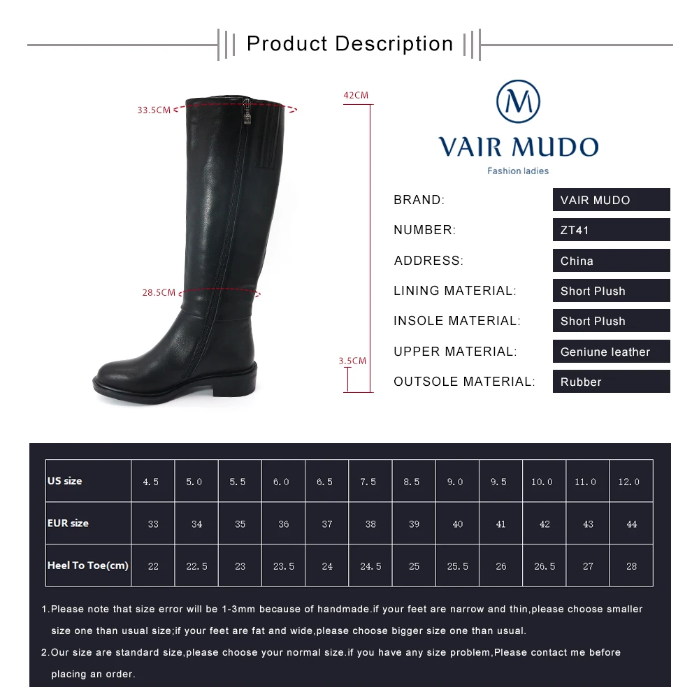 

VAIR MUDO Autumn Winter Genuine Leather Boots Patent Leather Black Leather High Heels Winter Keep Warm Fashion Female Shoes ZT41