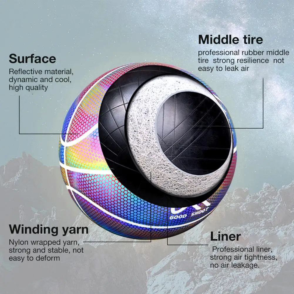 

Size 7 Holographic Glowing Reflective Basketball Light Up Basketballs Gifts For Kids Shining Basketball Game Shining Basketball