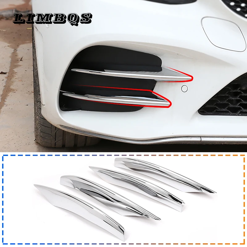 

Front Fog Lamp cover For W205 Mercedes Benz C Class C180L C260 C300 2019 Year model ABS Chrome 4pcs per set headlight stickers