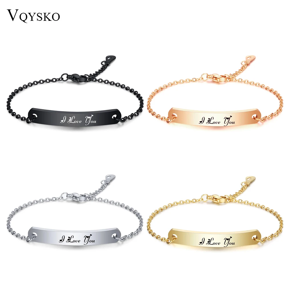 

Персонализированная бижутерия, гравировка имени ID браслет для женщин персонализированный браслет из нержавеющей стали плоский браслет Ша...