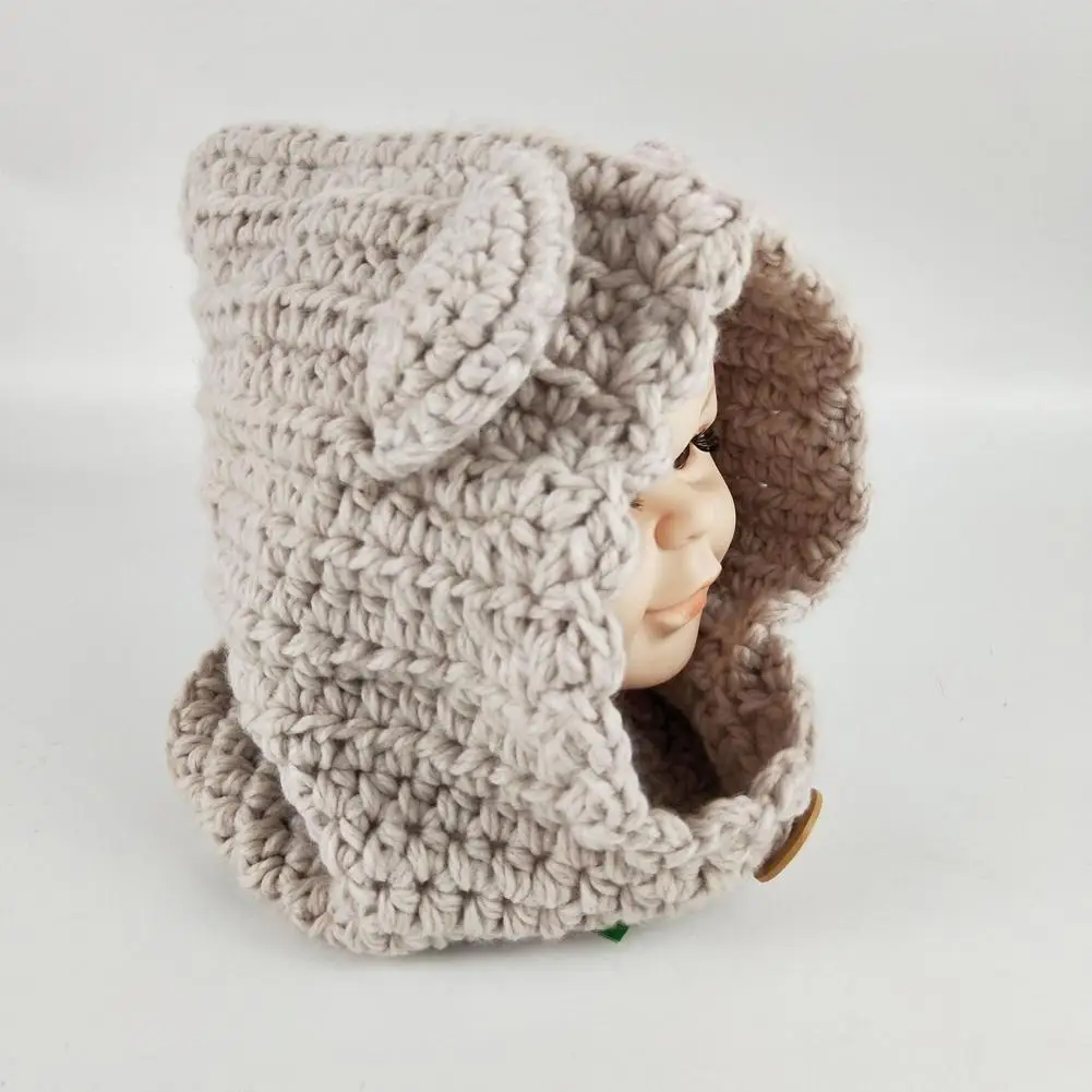Детская шапка месяц плащ медведь зимняя детская ручная вязка шерстяная шарф