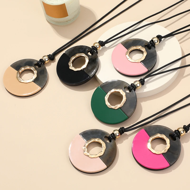 Винтажное акриловое круглое ожерелье Guanlong с подвеской для женщин полимерные