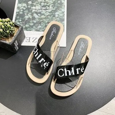 Женские повседневные шлепанцы на плоской подошве с открытым носком Прозрачная