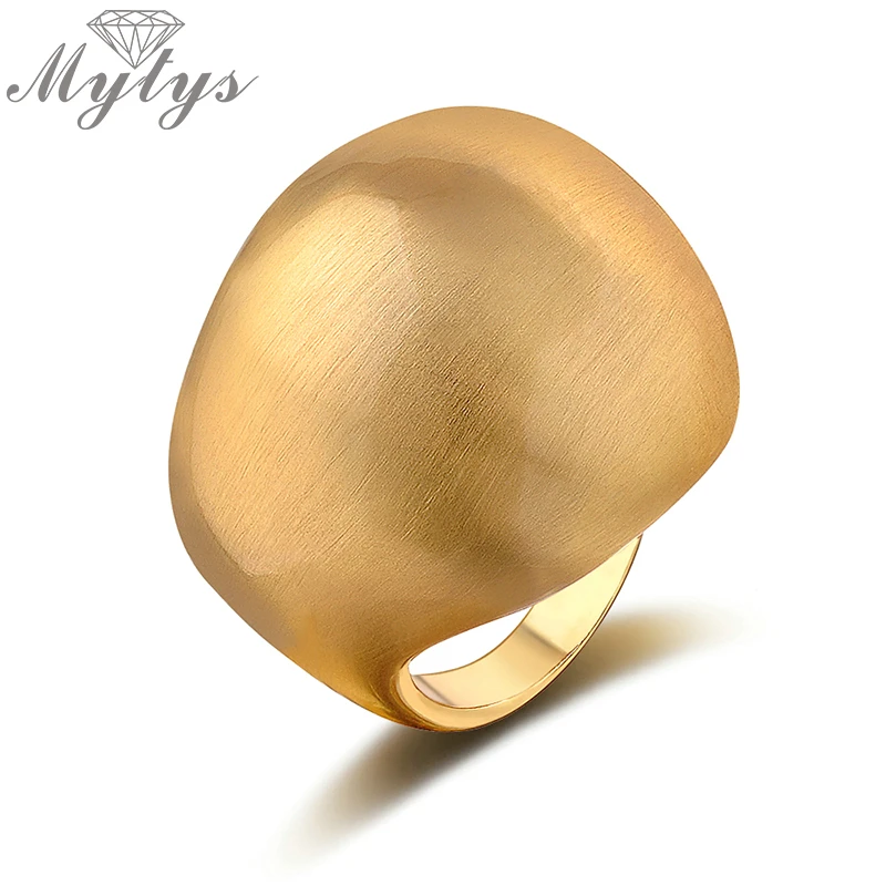 

Mytys New Big Chunky Ring Fashion Jewelry Ball Shape Yellow Ring for Women R869