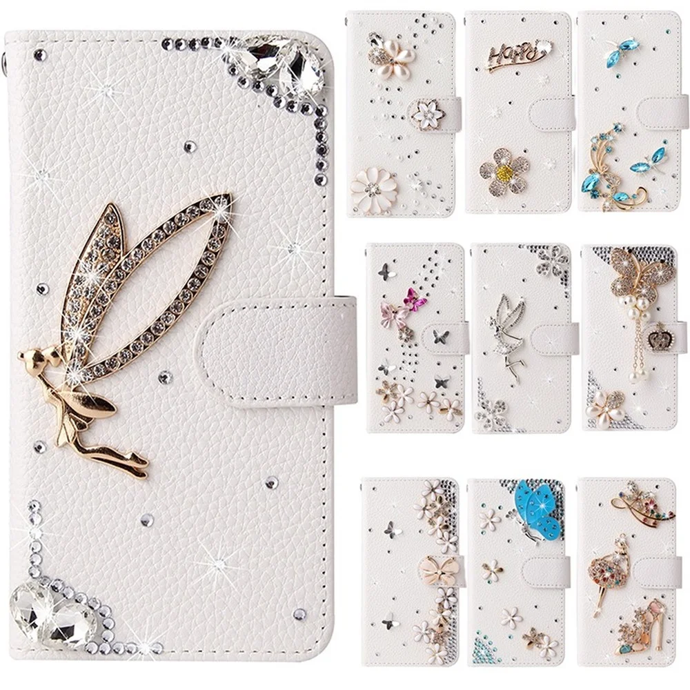 

Handmade Bling Diamond Rhinestone PU Leather Filp Cover Wallet Case for iPhone 12 11 pro max XR X 5s 6 6s Plus 7 8 plus SE 202