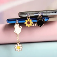 cute charging port dust plug charm kawaii anti dust plug chrysanthemum cat dust protection charge plugs stopper for iphone