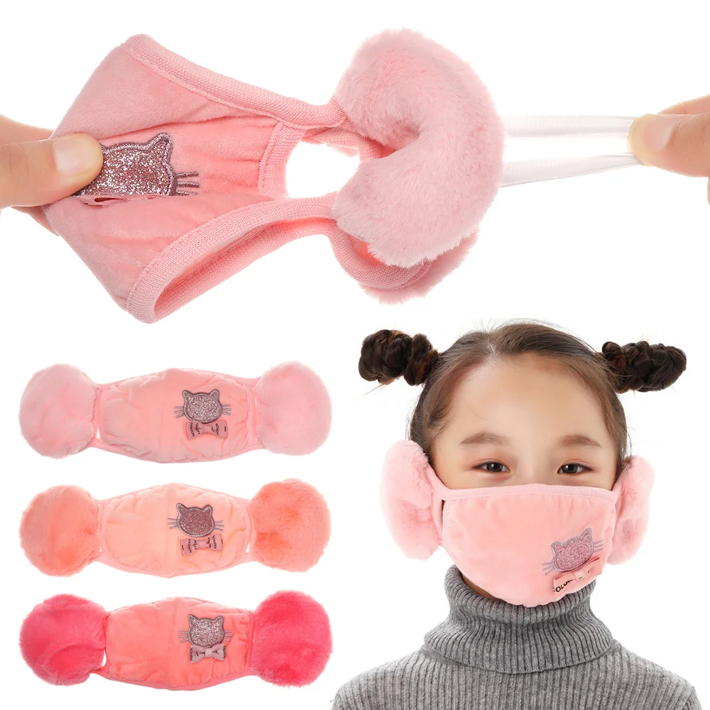 2in1New мультяшный Кролик кошка плюшевые теплые Наушники Модные женские зимние