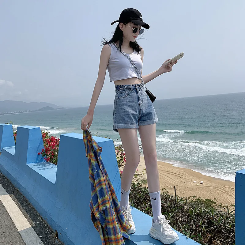 

Streetwear High Waist Wide Leg Denim Shorts For Women 2021 New Jean Shorts Women Summer Korean Style Women Loose Short Shorts