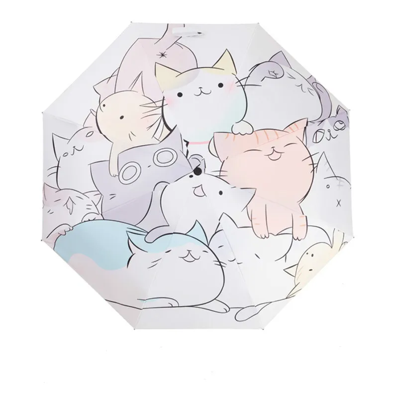 Мини зонт от солнца TTK с кошками для женщин брендовые Складные карманные 5 зонтики