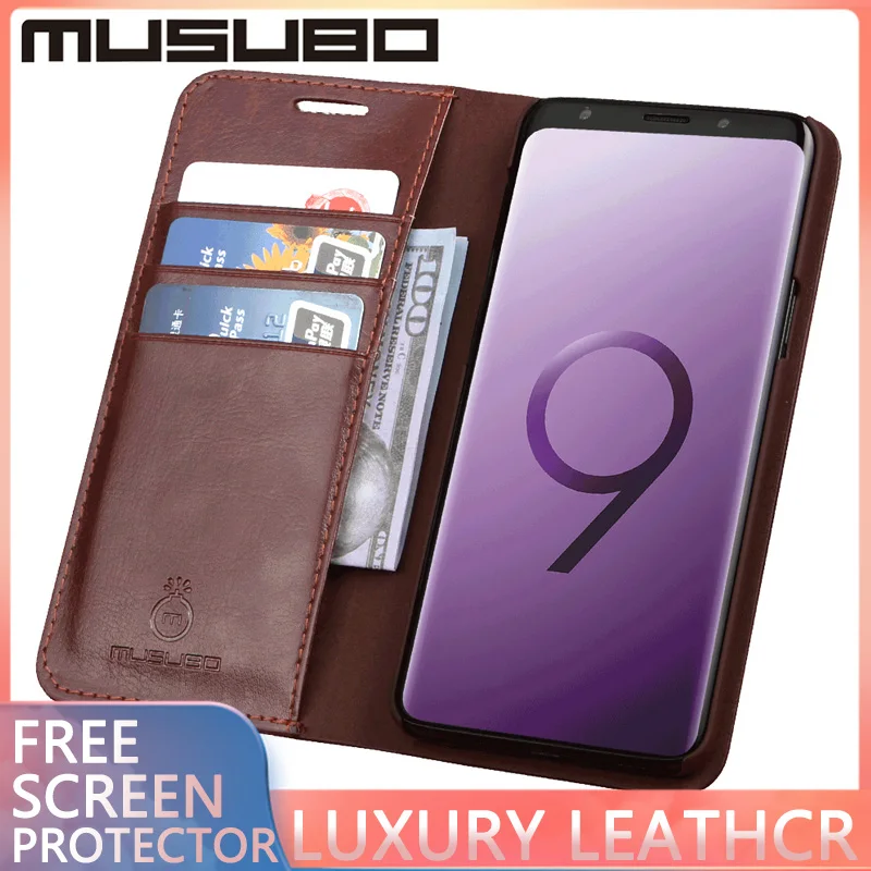 

MUSUBO Luxury Leather For Samsung Galaxy S9 PLUS S20 5G Case Cover Clamshell Shockproof Phone Holster Magnetic Wallet Style capa