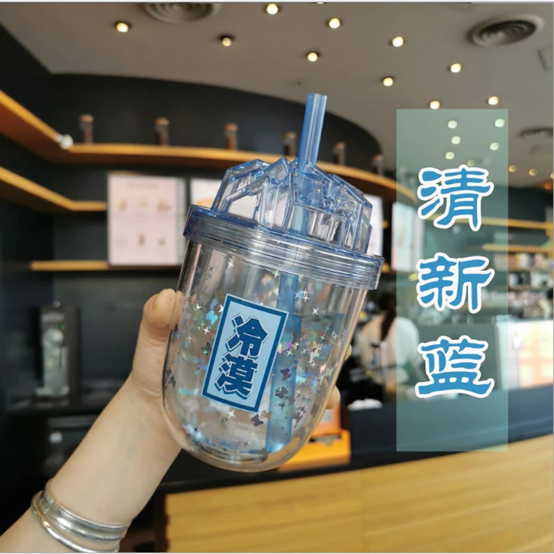 Соломенная молочная чашка для чая пластиковая большой емкости new400мл простые