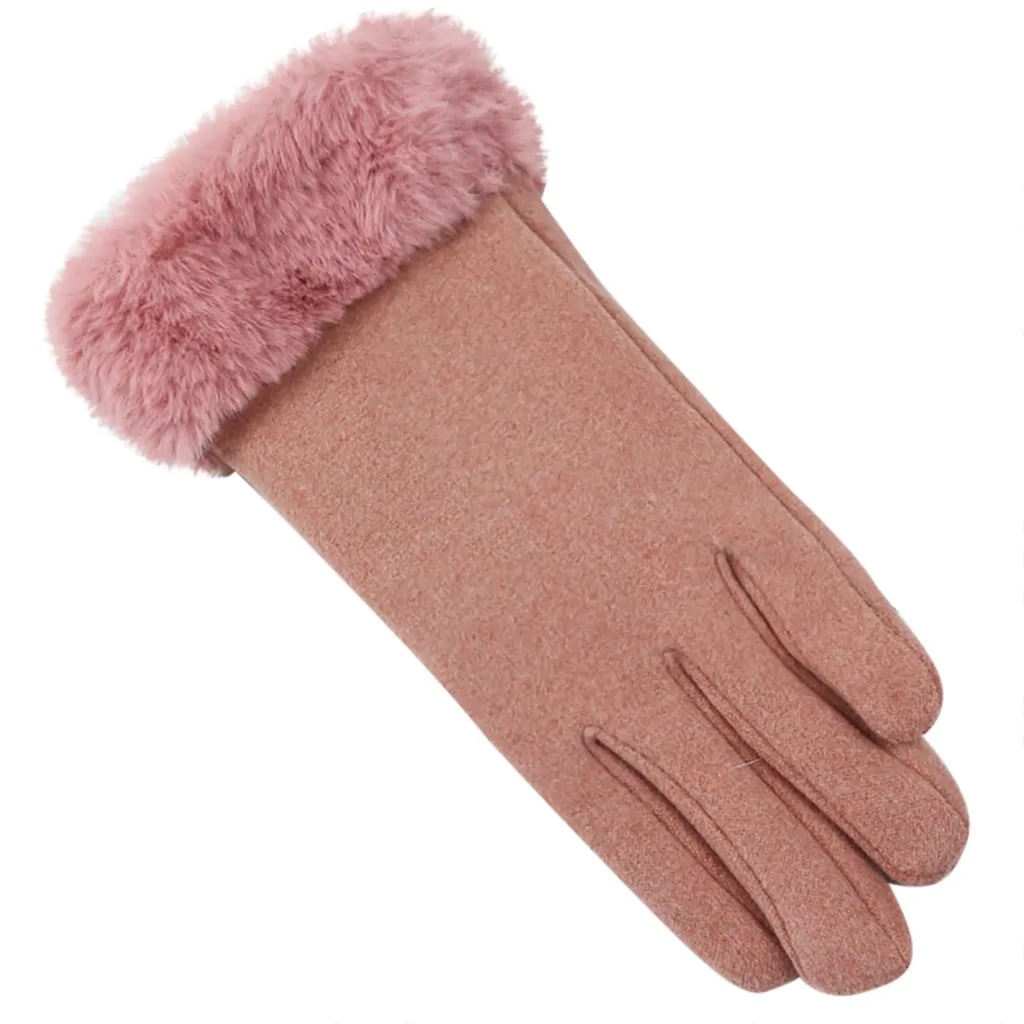 pink Новые модные женские плоские Зимние перчатки для женщин противоскользящие манжеты мягкие льняные Перчатки зеленые варежки Зимние один размер для езды на велосипеде - Цвет: pink