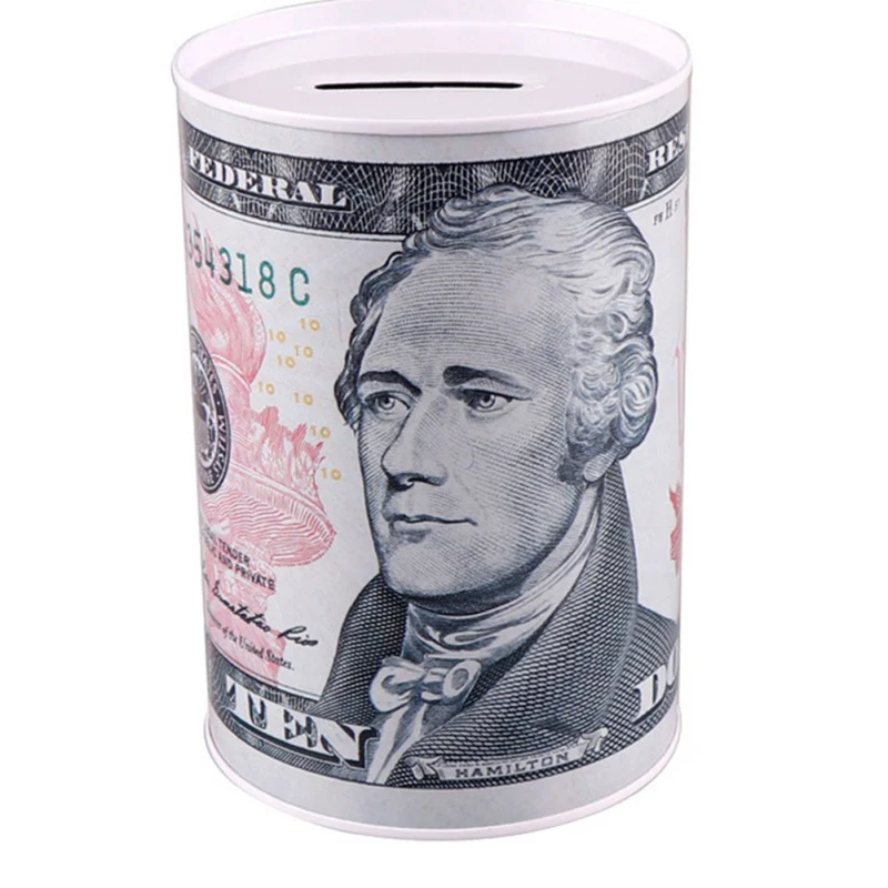 1 шт. 10*15 металлическая жестяная цилиндрическая Копилка евро доллар коробка для