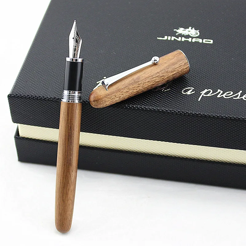 

Jinhao High Quality Luxury wood fountain pen ink pen nib 0.5mm caneta tinteiro Office Stylo plume Penna stilografica