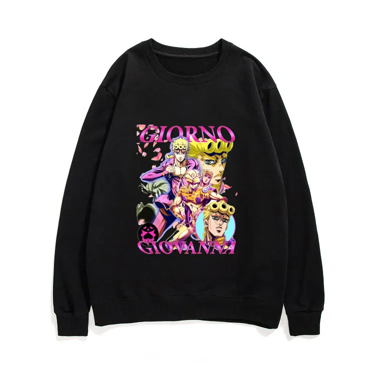 

Anime Jojo Bizarre Adventure Giorno Giovanna Print Sweatshirt Men Women Cartoon Graphics Sweatshirts Mens Creativity Pullover