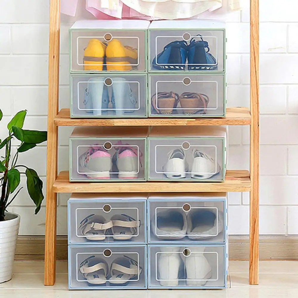 White Flip Shoes Box Thickened Transparent Drawer Case Plastic Shoe Boxes Stackable Organizer Shoebox Storage Rack | Дом и сад