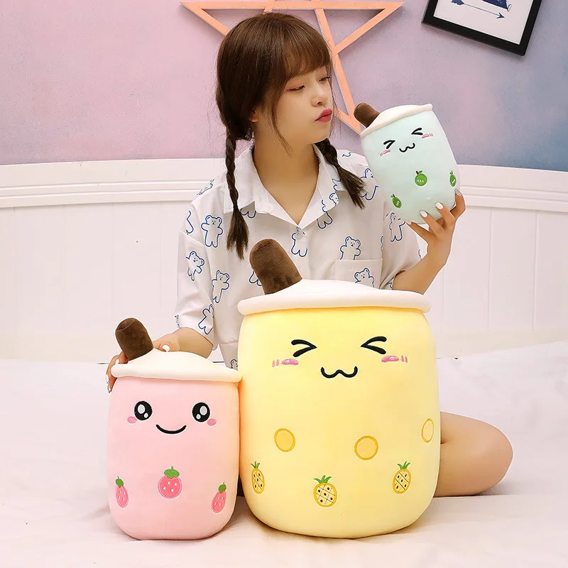 

real-life bubble tea plush toy stuffed food milk tea soft doll boba fruit tea cup pillow cushion kids toys birthday gift