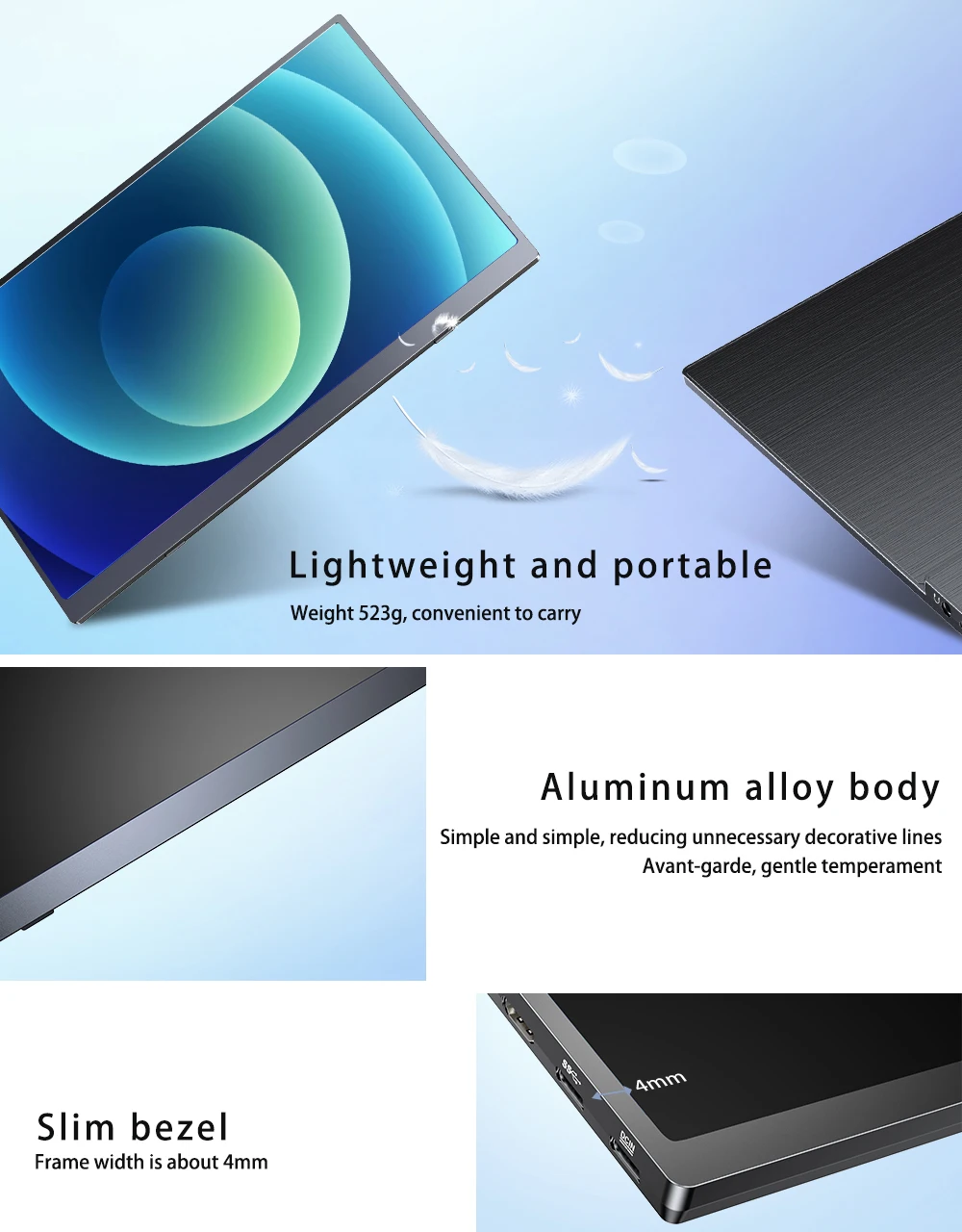 Портативный монитор UPERFECT 15 6 дюйма Φ 99% sRGB нит яркий FHD IPS экран игровой
