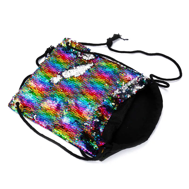 Новинка сумки на шнурке с блестками двухсторонний рюкзак сверкающие плечо для