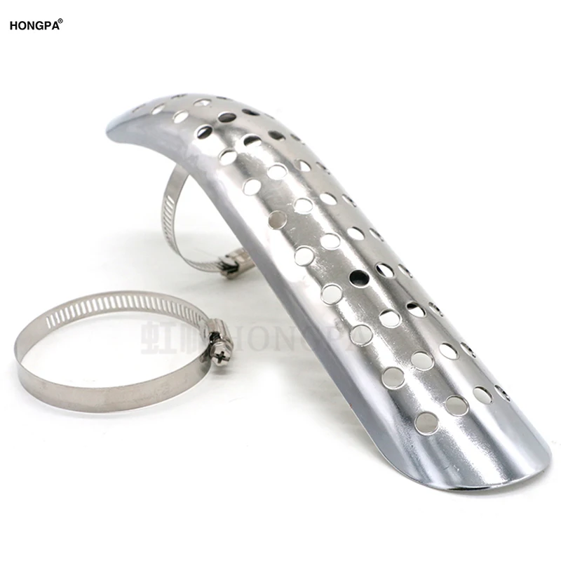 Черный/хром 27 см мотоциклетные изогнутые выхлопные трубы глушителя тепловой щит