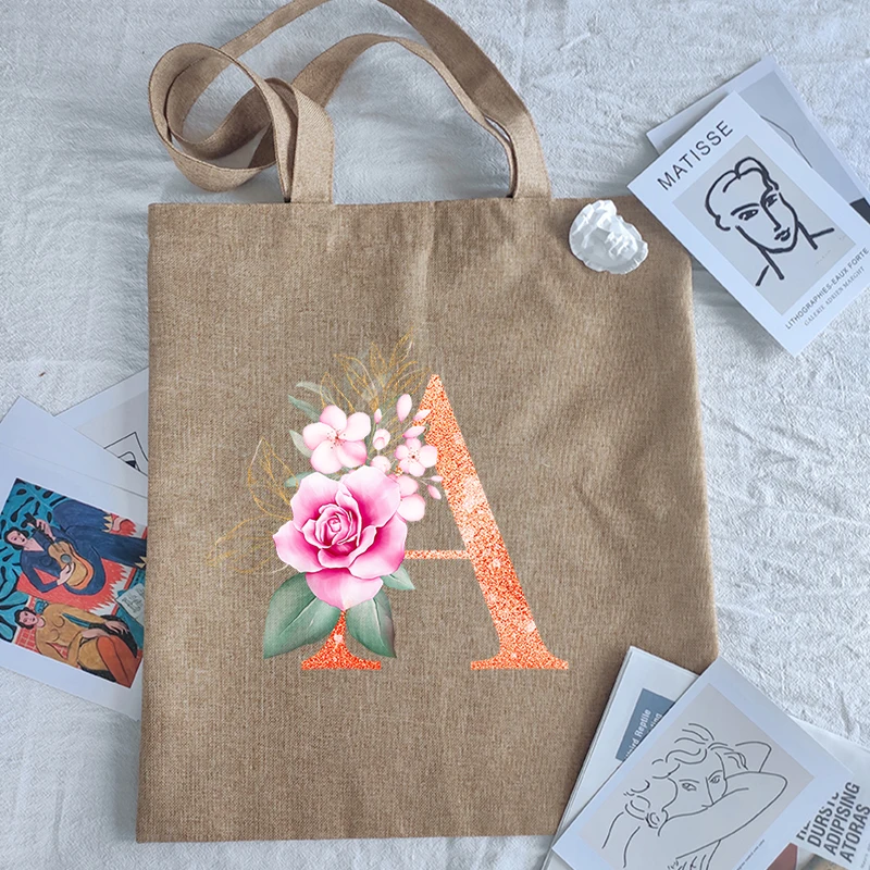 New Orange Letter Print Women Shopping Bags Eco Bag Designer Handbags Tote Student Shopper Reusable Printed Linen Canvas | Багаж и сумки